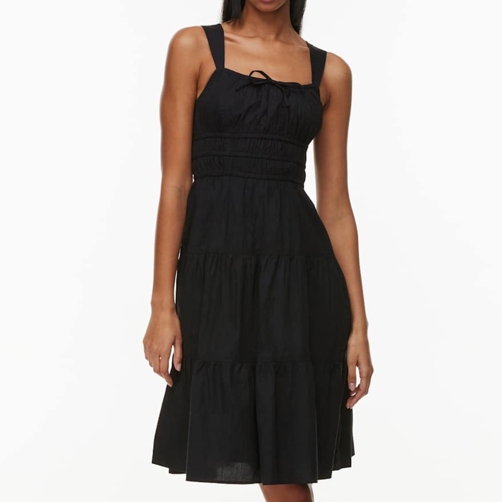 Aritzia Sunday Best Black Martine Poplin Midi Dress